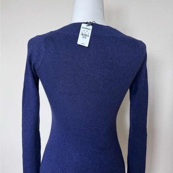 Express Deep Blue V-Neck Sweater - Picture 2 of 2